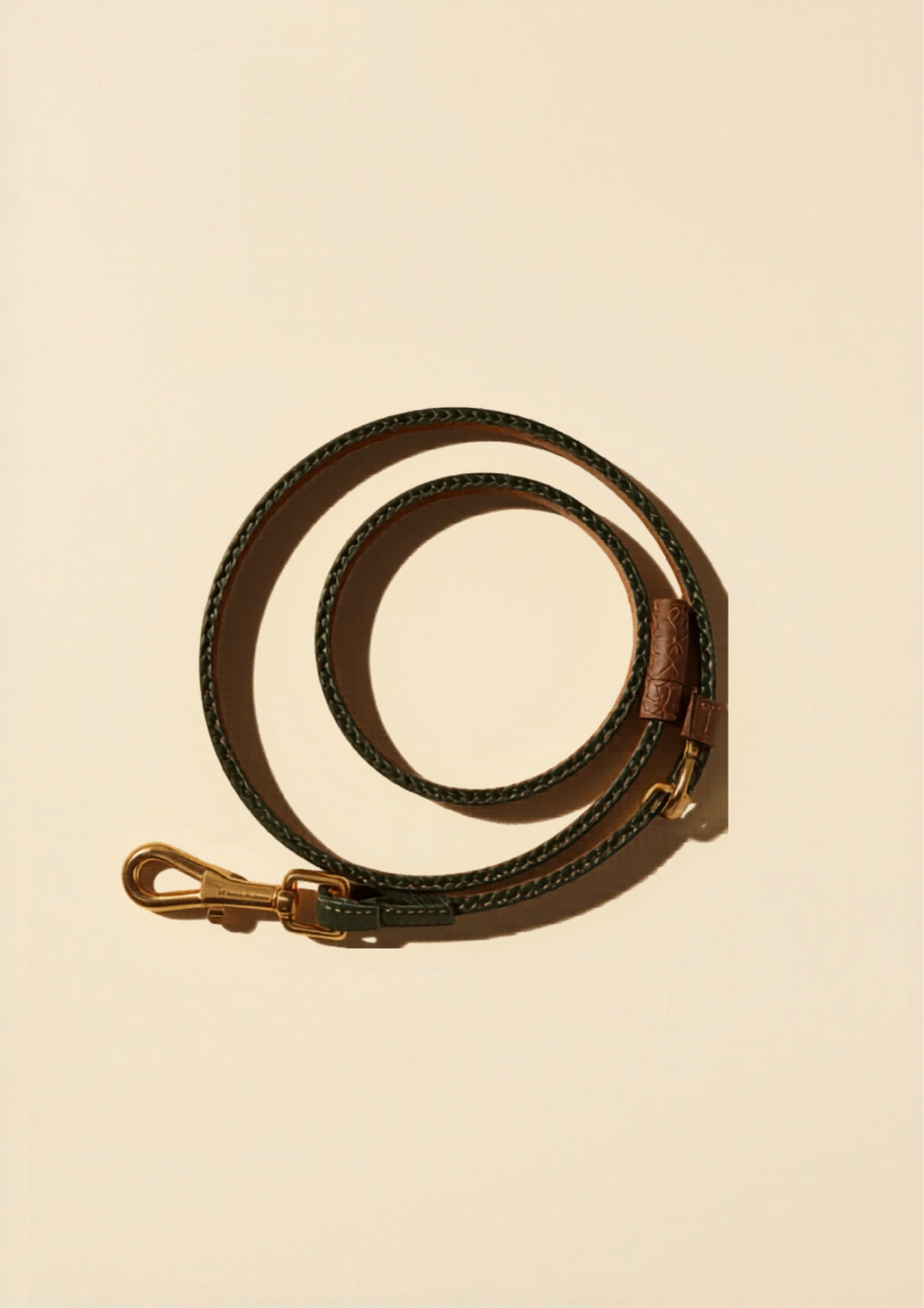 Orah & Hound Walking Leash - Forest green leather with brass clip